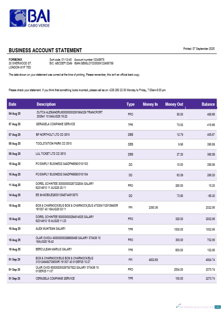 Download Banco Africano de Investimentos business bank statement Word and PDF format Photoshop template